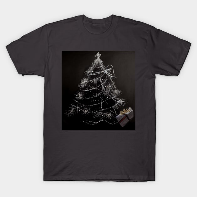 A Simple Christmas Tree in Dark Background T-Shirt by fistikci